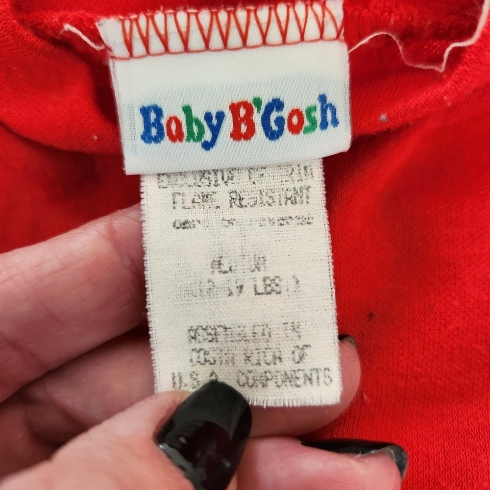 Baby B'Gosh Vtg Embroidered Logo Footie Sleeper Red Medium 19lbs Long Sleeve
